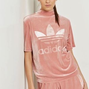 Adidas Originals Pink Velvet Mockkneck Shirt | Size Small | Like new